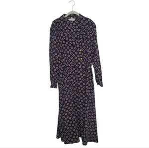 Vintage Talbots Nautical Maxi Dress 90s Sailor Lifesaver Boat Ring Navy Blue 18